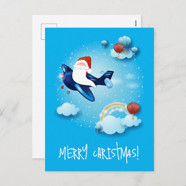 Cartes Pour Fêtes Annuelles Père Noël arrive (Devant / Derrière)