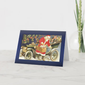 Cartes Pour Fêtes Annuelles Père Noël Arrivée en voiture Salutations