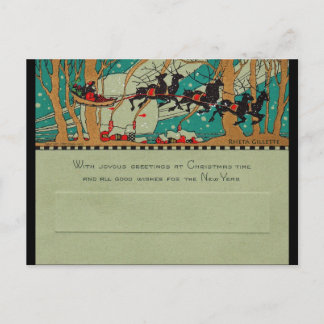 Cartes Pour Fêtes Annuelles Père Noël Art déco dans le ciel