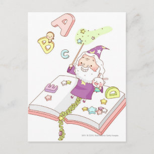 Cartes Pour Fêtes Annuelles Père Noël assis dans le livre