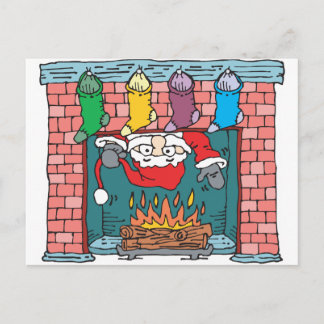 Cartes Pour Fêtes Annuelles père Noël au feu