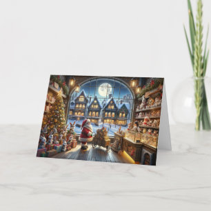 Cartes Pour Fêtes Annuelles Père Noël au magasin de jouets