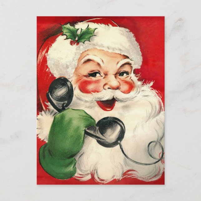 Cartes Pour Fêtes Annuelles Père Noël au téléphone (Devant)