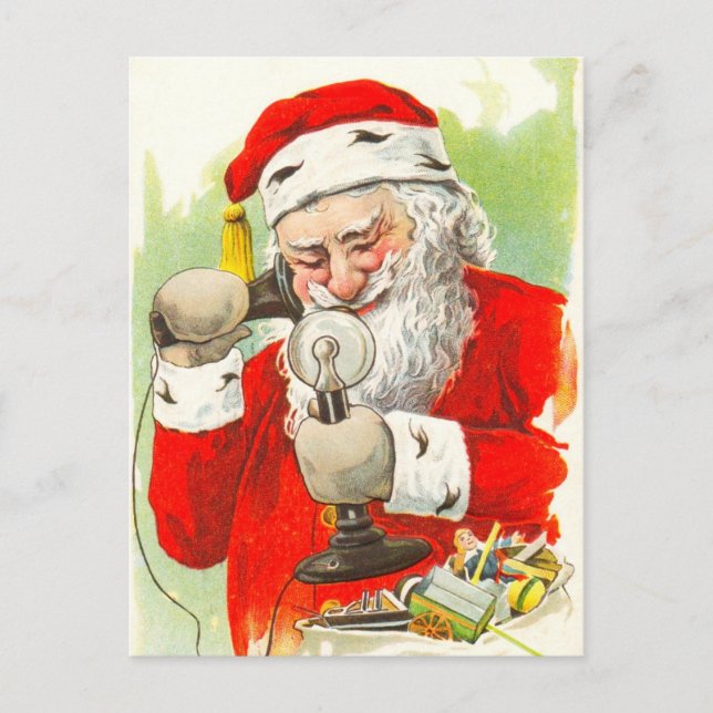 Cartes Pour Fêtes Annuelles Père Noël au téléphone (Devant)