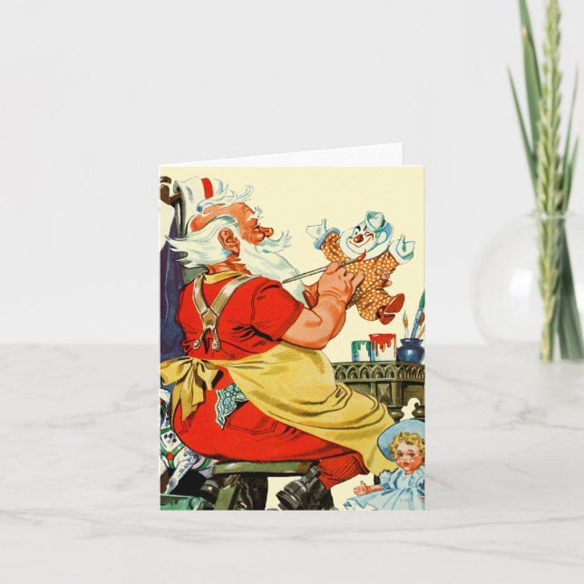 Cartes Pour Fêtes Annuelles Père Noël au travail (Devant)