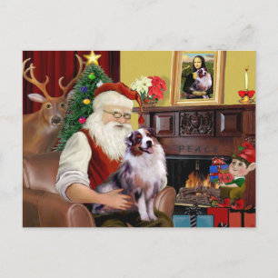 Cartes Pour Fêtes Annuelles père Noël Australian Shepherd (merle)
