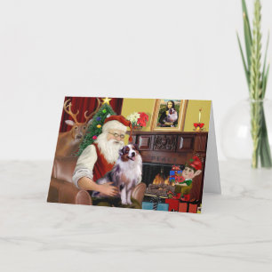 Cartes Pour Fêtes Annuelles père Noël Australian Shepherd (merle)