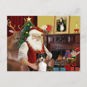 Cartes Pour Fêtes Annuelles père Noël Australian Shepherd (tri)