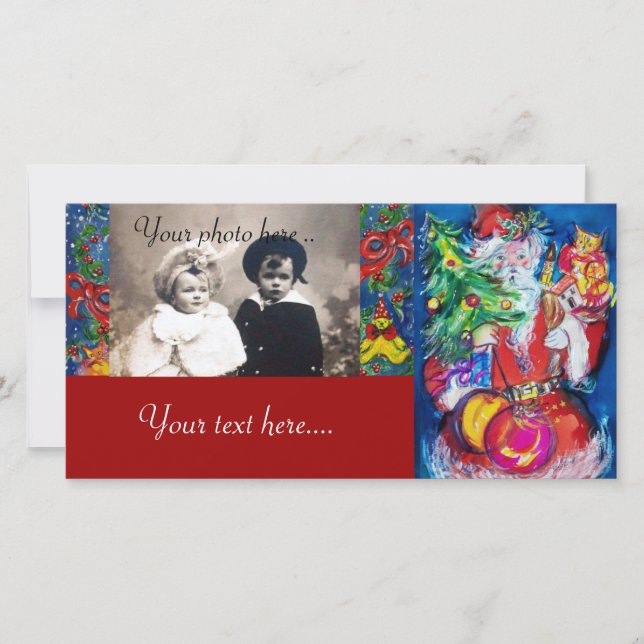 CARTES POUR FÊTES ANNUELLES PÈRE NOËL AVEC ARBRE DE NOËL ET CADEAUX (Devant)