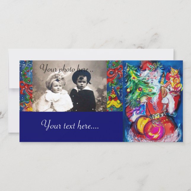 CARTES POUR FÊTES ANNUELLES PÈRE NOËL AVEC ARBRE DE NOËL ET CADEAUX (Devant)