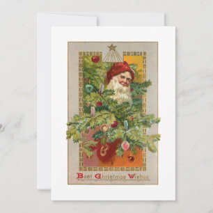 Cartes Pour Fêtes Annuelles Père Noël avec Arbre décoré & Étoile