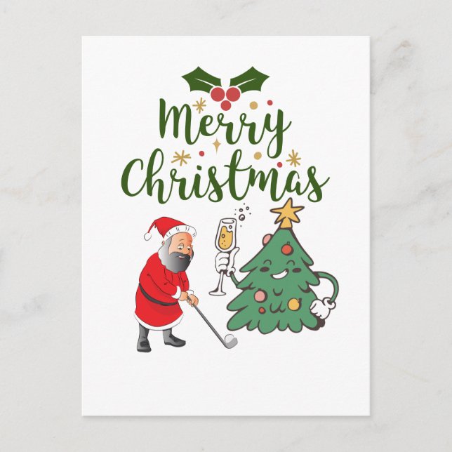 Cartes Pour Fêtes Annuelles Père Noël avec balle de golf Joyeux golfeur de Noë (Devant)