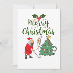 Cartes Pour Fêtes Annuelles Père Noël avec balle de golf Joyeux Noël golfeur