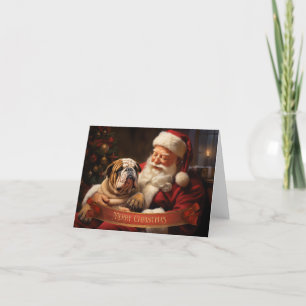 Cartes Pour Fêtes Annuelles Père Noël avec Bouledogue Anglais