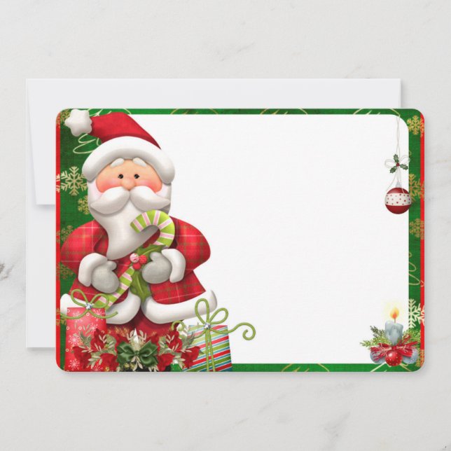 Cartes Pour Fêtes Annuelles Père Noël avec cadeaux de Noël (Devant)