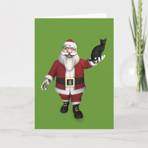 Cartes Pour Fêtes Annuelles Père Noël avec chat noir