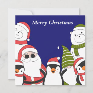 Cartes Pour Fêtes Annuelles Père Noël avec des amis animaux