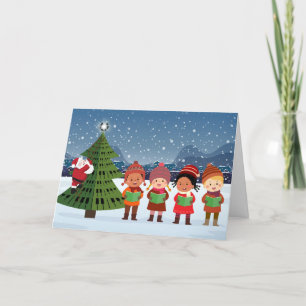 Cartes Pour Fêtes Annuelles Père Noël avec des enfants