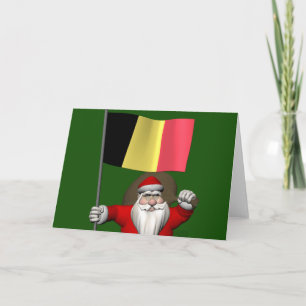Cartes Pour Fêtes Annuelles Père Noël Avec Drapeau De Belgique