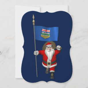 Cartes Pour Fêtes Annuelles Père Noël Avec Drapeau De L'Alberta