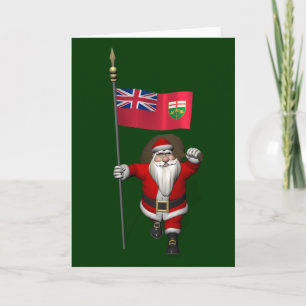Cartes Pour Fêtes Annuelles Père Noël Avec Drapeau De L'Ontario CDN