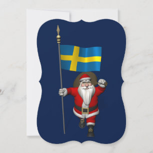 Cartes Pour Fêtes Annuelles Père Noël Avec Drapeau De Suède
