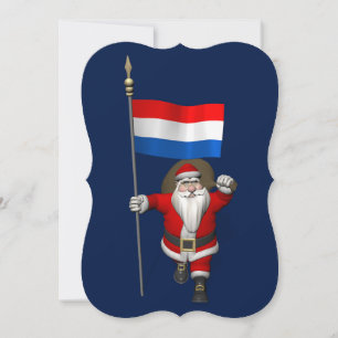 Cartes Pour Fêtes Annuelles Père Noël Avec L'Enseigne De La Pays-Bas