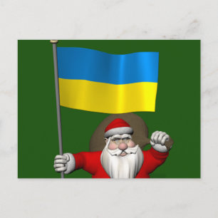 Cartes Pour Fêtes Annuelles Père Noël avec l'enseigne de l'Ukraine