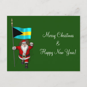 Cartes Pour Fêtes Annuelles Père Noël Avec L'Enseigne Des Bahamas