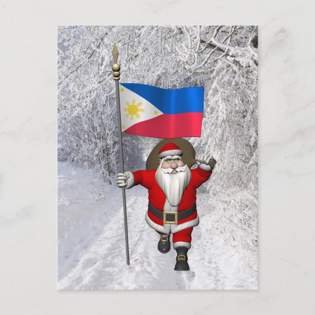 Cartes Pour Fêtes Annuelles Père Noël Avec L'Enseigne Des Philippines (Devant)