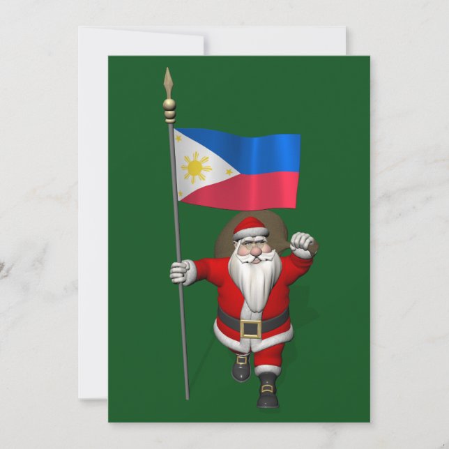 Cartes Pour Fêtes Annuelles Père Noël Avec L'Enseigne Des Philippines (Devant)