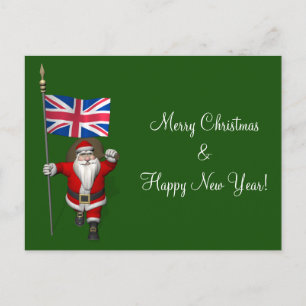 Cartes Pour Fêtes Annuelles Père Noël Avec L'Enseigne Du Royaume-Uni