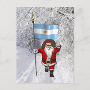 Cartes Pour Fêtes Annuelles Père Noël Avec L'Ensigne D'Argentine