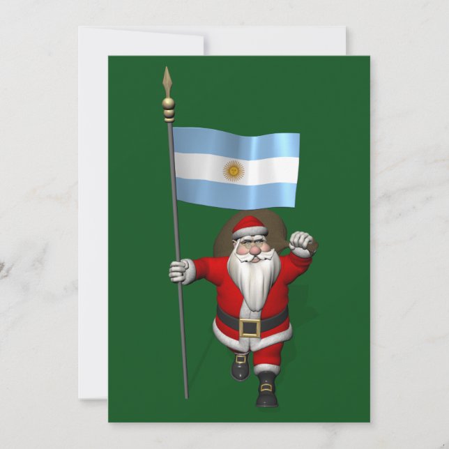 Cartes Pour Fêtes Annuelles Père Noël Avec L'Ensigne D'Argentine (Devant)