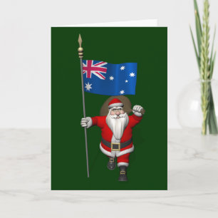 Cartes Pour Fêtes Annuelles Père Noël Avec L'Ensigne D'Australie