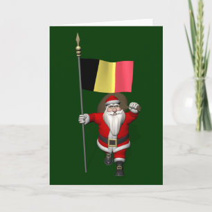 Cartes Pour Fêtes Annuelles Père Noël Avec L'Ensigne De Belgique