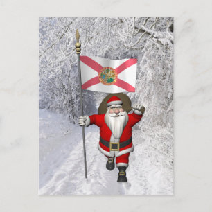 Cartes Pour Fêtes Annuelles Père Noël Avec L'Ensigne De Floride