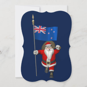 Cartes Pour Fêtes Annuelles Père Noël Avec L'Ensigne De Nouvelle-Zélande