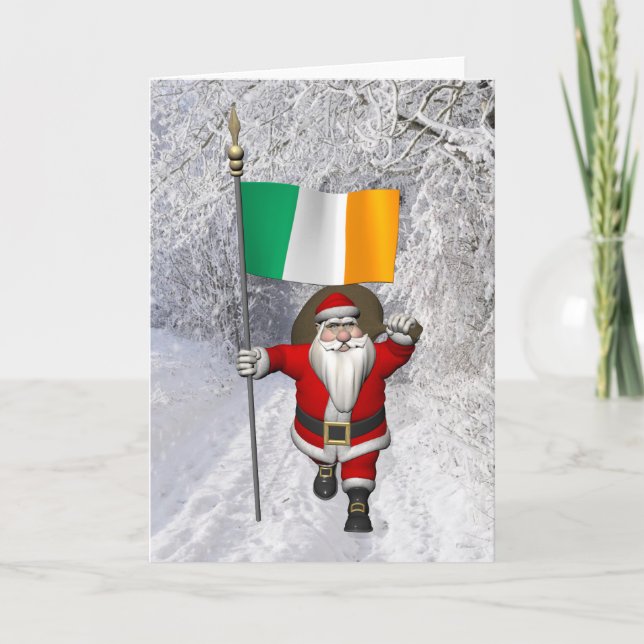 Cartes Pour Fêtes Annuelles Père Noël Avec L'Ensigne D'Irlande (Devant)