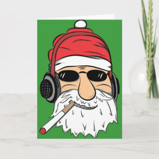 Cartes Pour Fêtes Annuelles Père Noël avec lunettes de soleil Cigarette et cas