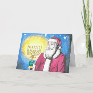 Cartes Pour Fêtes Annuelles Père Noël avec Menorah