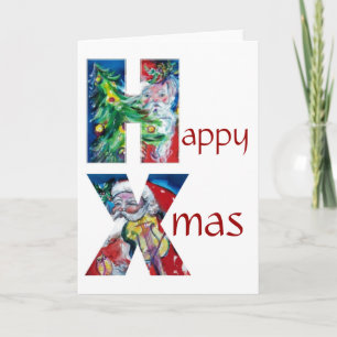 CARTES POUR FÊTES ANNUELLES PÈRE NOËL AVEC MONOGRAMME VIOLIN
