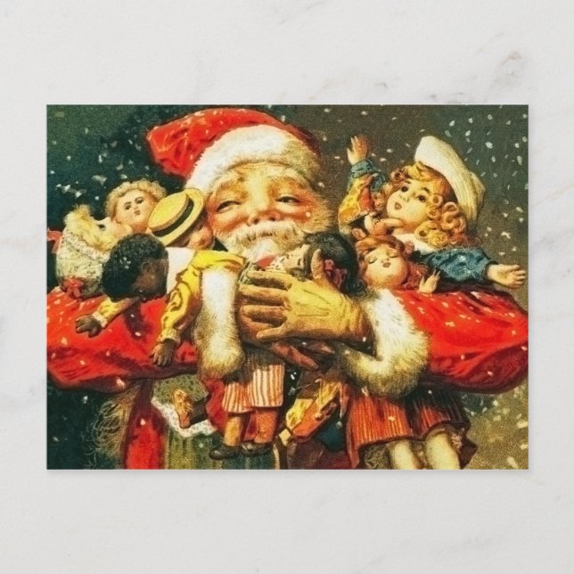 Cartes Pour Fêtes Annuelles Père Noël avec poupées (Devant)