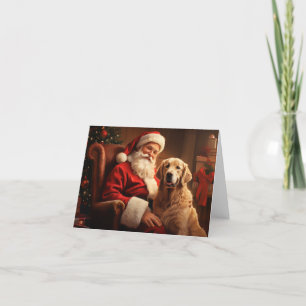 Cartes Pour Fêtes Annuelles Père Noël avec Retriever doré