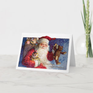 Cartes Pour Fêtes Annuelles père Noël avec Teddy et Krampus dans une boîte
