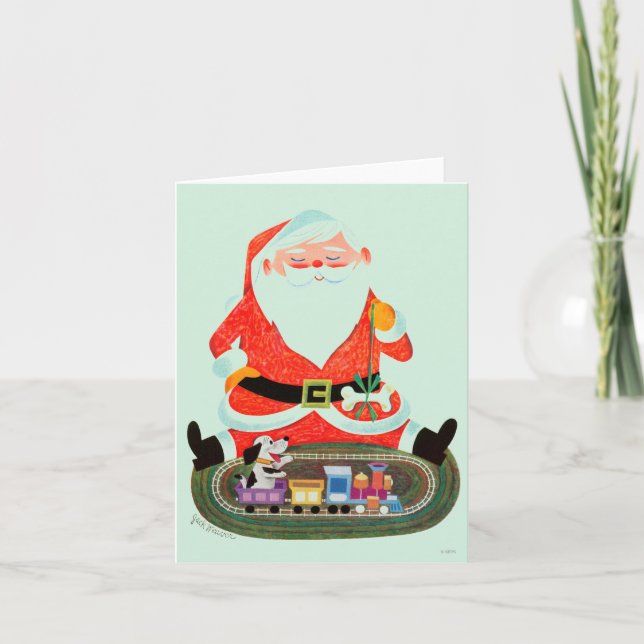 Cartes Pour Fêtes Annuelles Père Noël avec train (Devant)