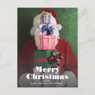 Cartes Pour Fêtes Annuelles Père Noël avec une pile de cadeaux