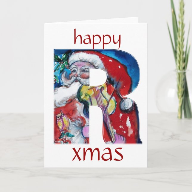 CARTES POUR FÊTES ANNUELLES PÈRE NOËL AVEC VIOLIN R MONOGRAM (Devant)