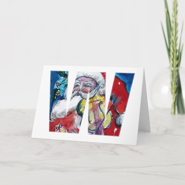 CARTES POUR FÊTES ANNUELLES PÈRE NOËL AVEC VIOLIN W MONOGRAM (Devant)