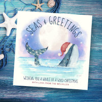 Père Noël baleine mer Lune & Étoiles Noël nautique